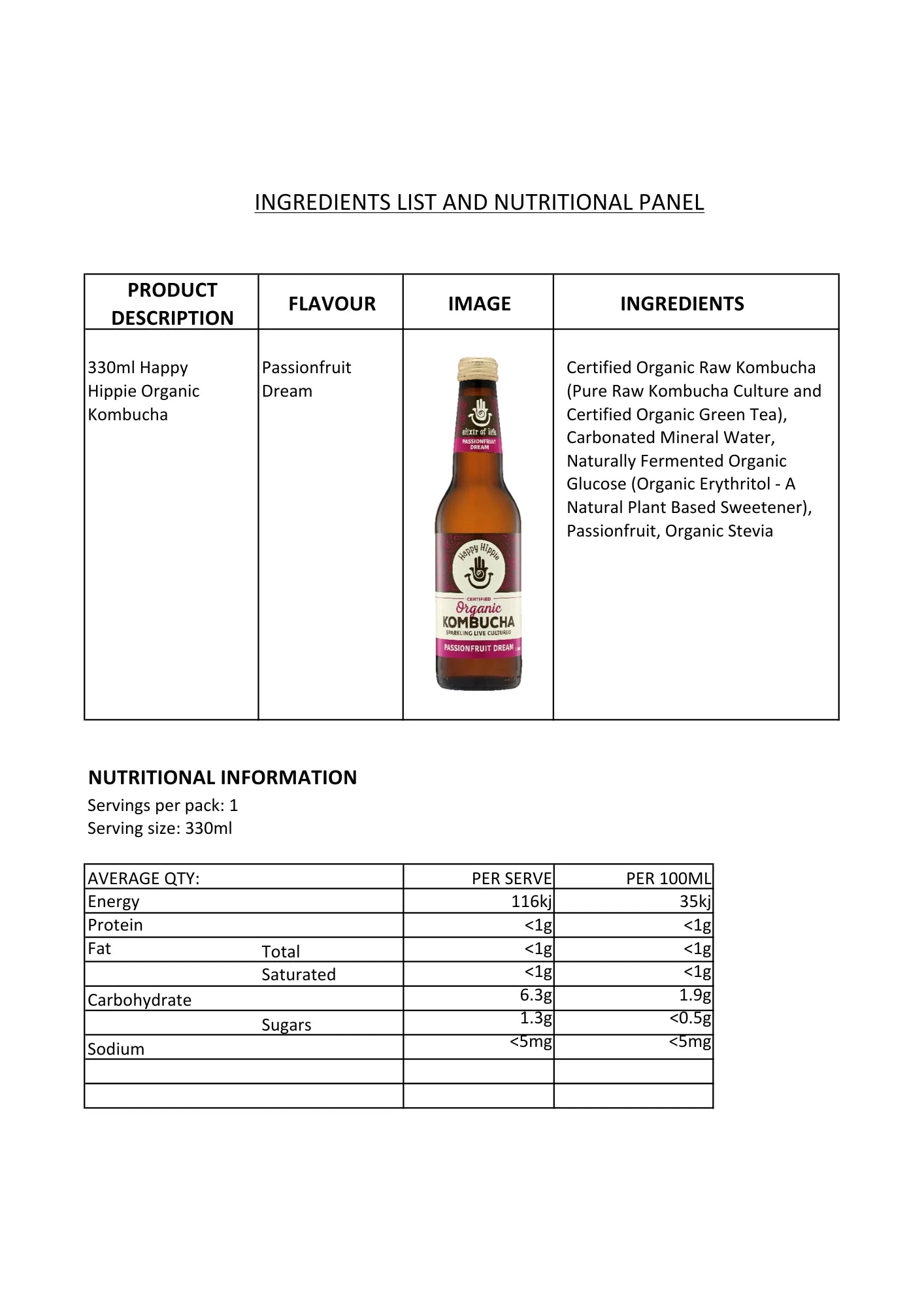 Organic Kombucha - Passionfruit Dream
