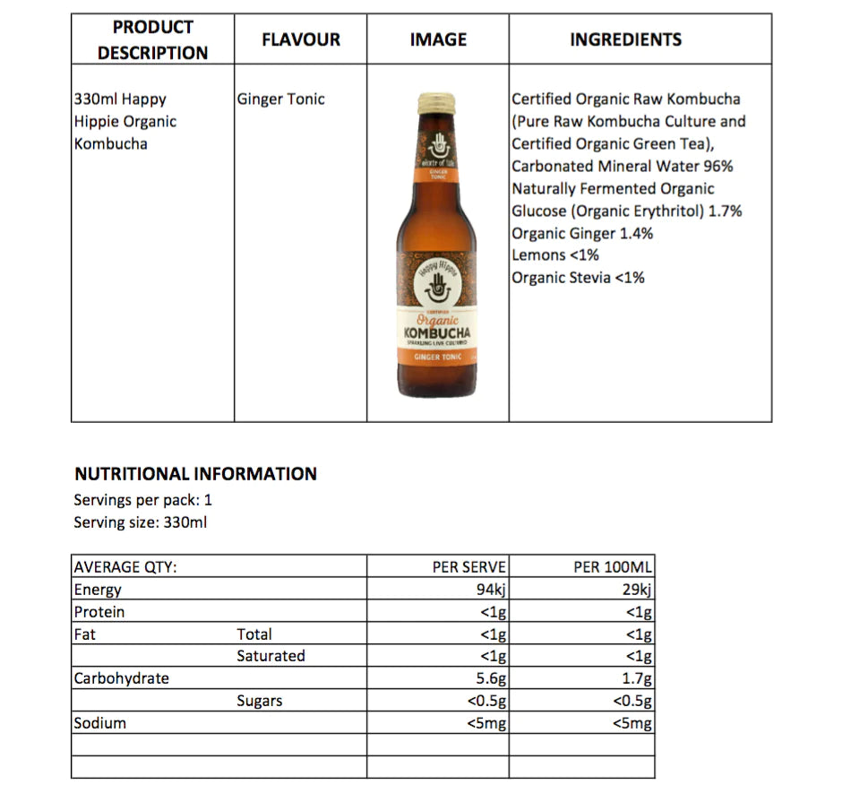 Organic Kombucha - Hemp Ginger Tonic