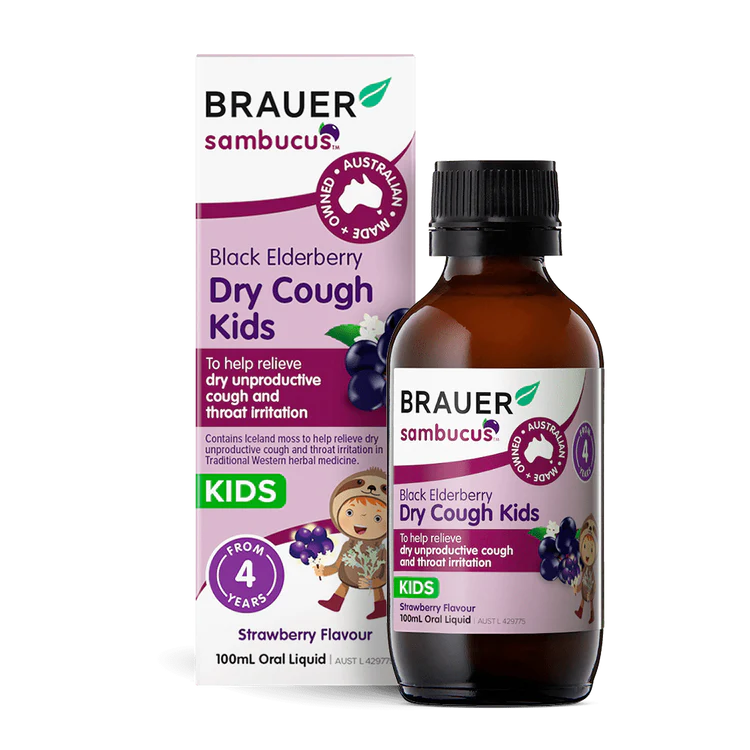 Kids Sambucus Dry Cough Liquid - Strawberry Flavour