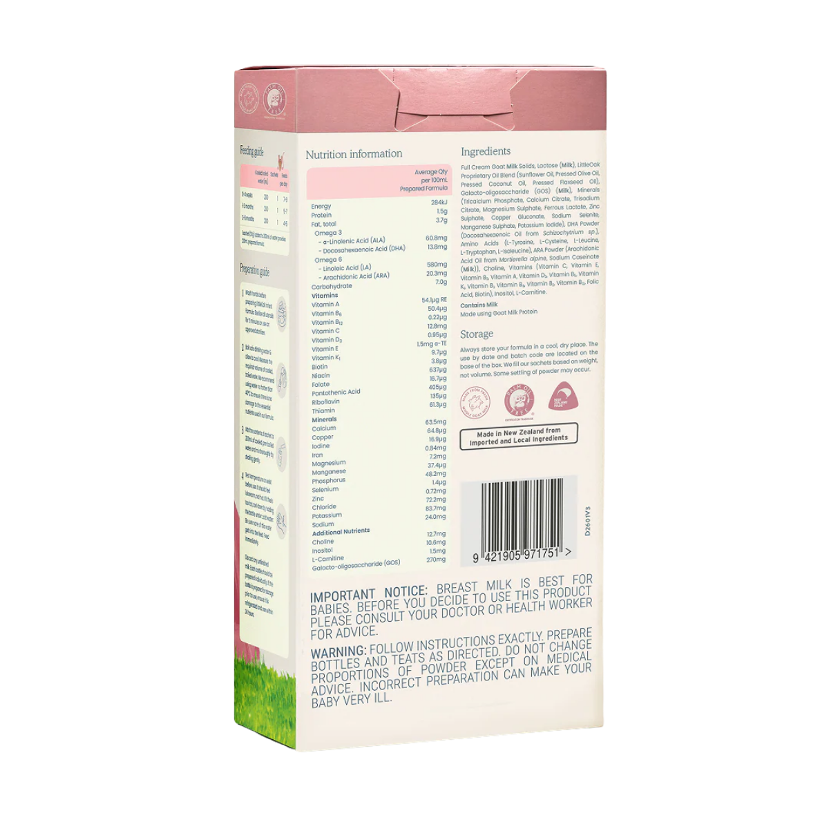 Natural Goat Milk Infant Formula Sachets - Olive Oil