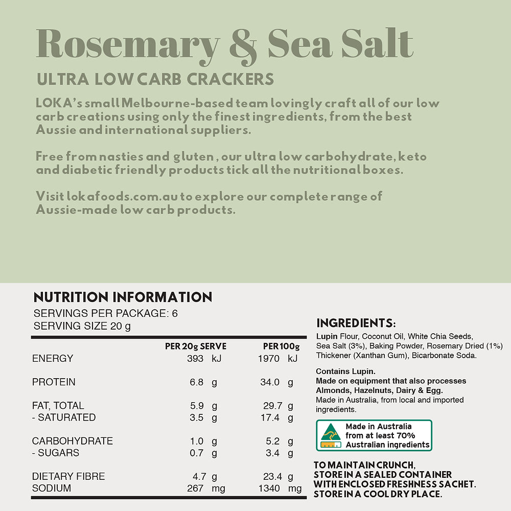 Rosemary & Sea Salt Ultra Low Carb Crackers