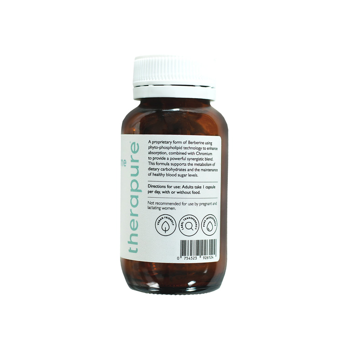 Therapure My Berberine Plus 60 capsules, directions, warnings and barcode label