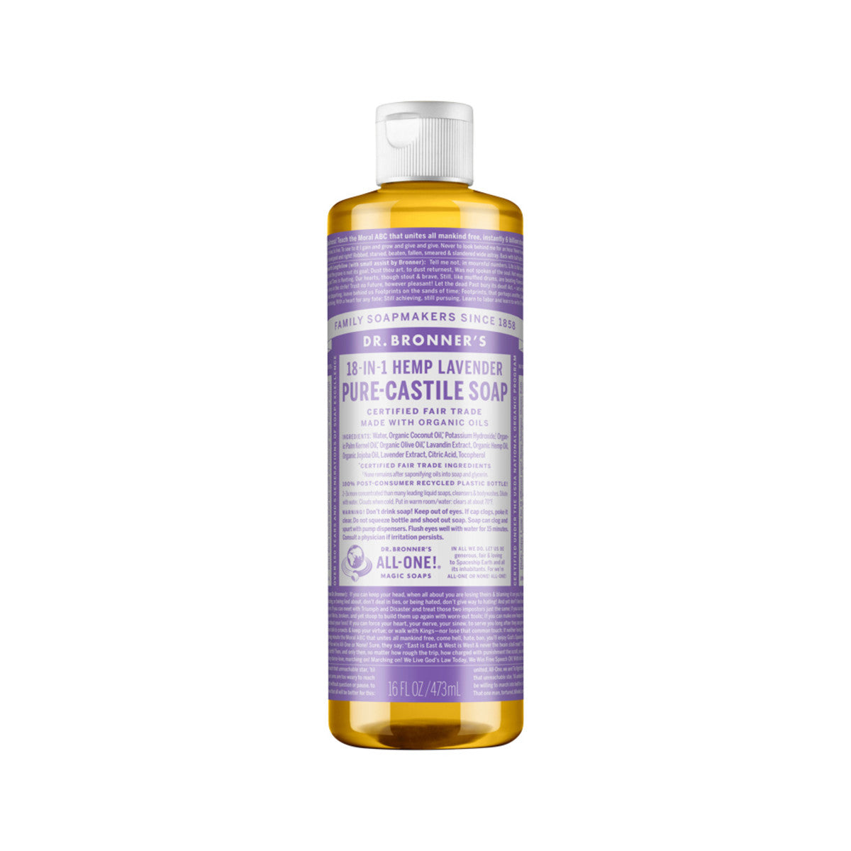 Pure-Castile Soap Liquid (Hemp 18-in-1) Lavender