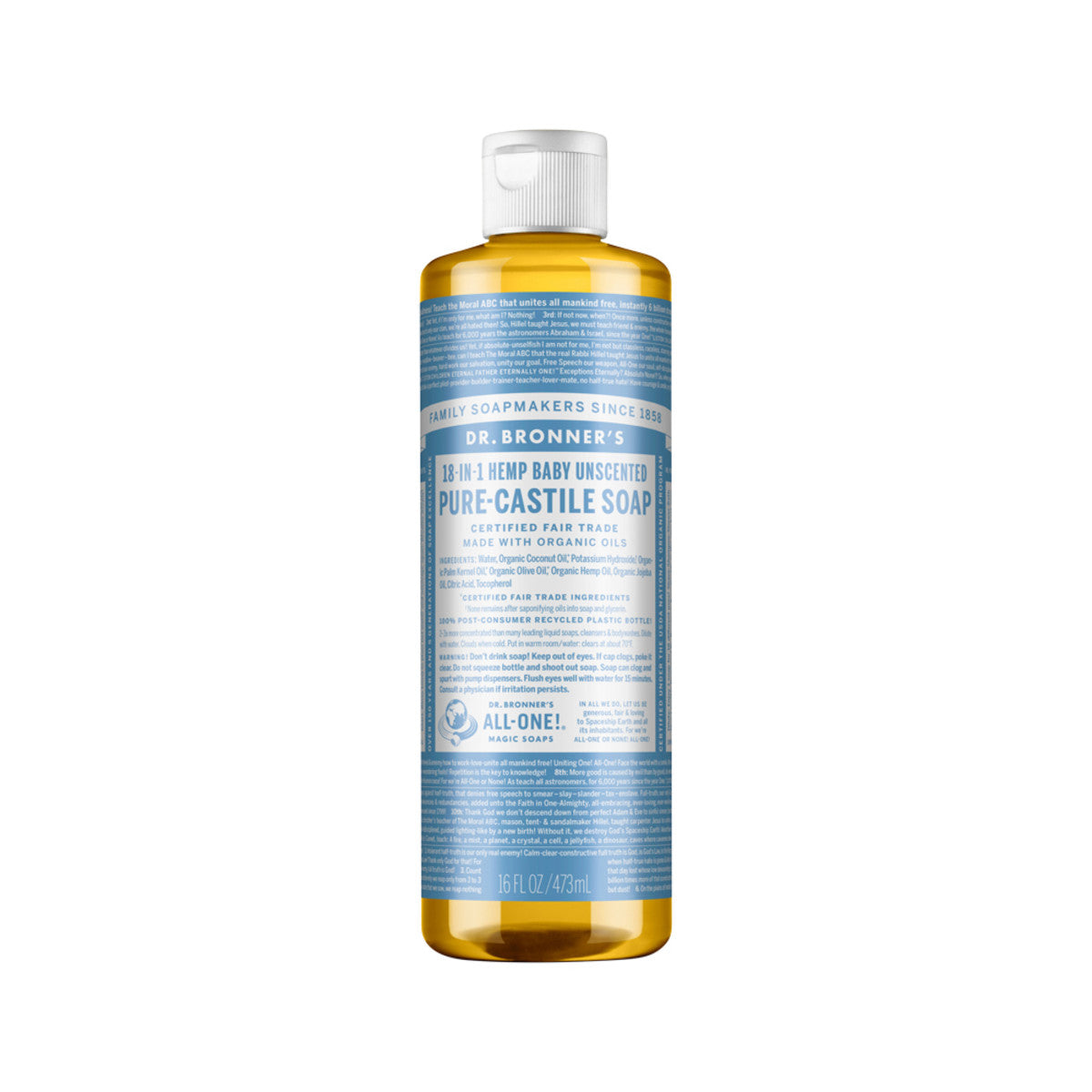 Pure-Castile Soap Liquid (Hemp 18-in-1) Unscented (Baby)