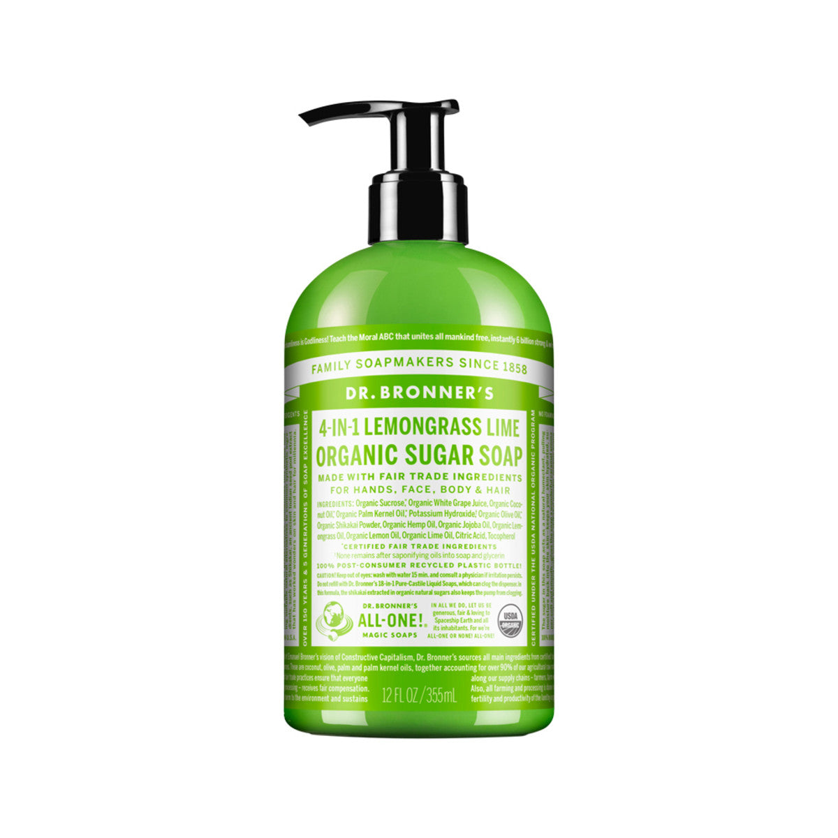 Organic Pump Soap (Sugar 4-in-1) - Lemongrass Lime