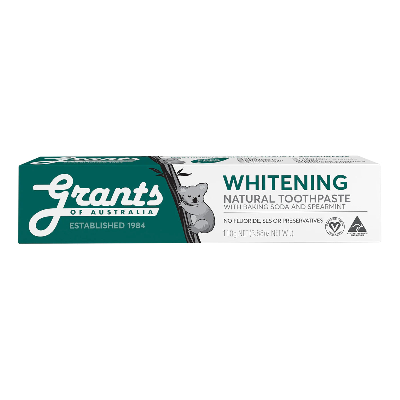 Natural Toothpaste - Whitening with Baking Soda & Spearmint (Fluoride Free)