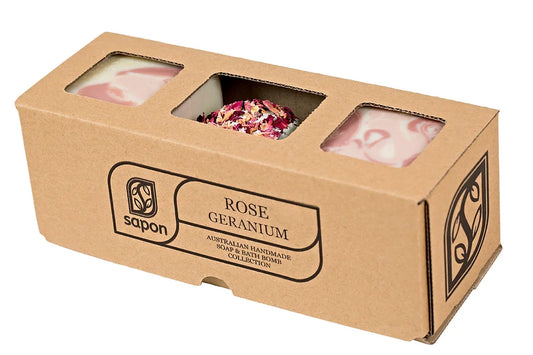 2 Soap & 1 Bathbomb Gift Box - Rosey Geranium