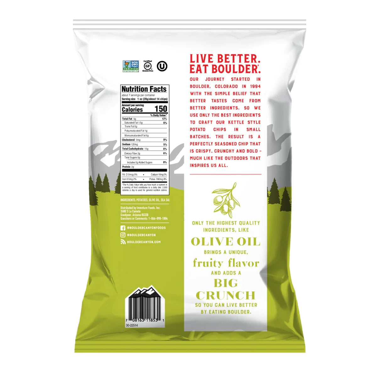 Kettle Style Potato Chips - Olive Oil - Classic Sea Salt