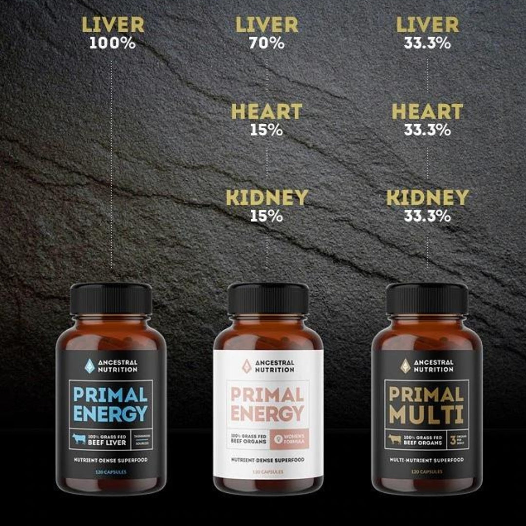 Primal Energy Women - 100% Grass Fed Beef Organ Superfood Capsules