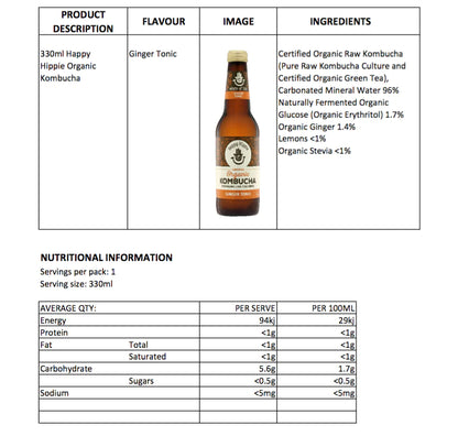 Organic Kombucha - Hemp Ginger Tonic