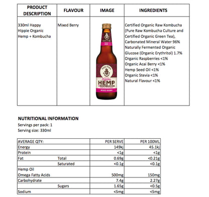 Organic Kombucha - Hemp Mixed Berry