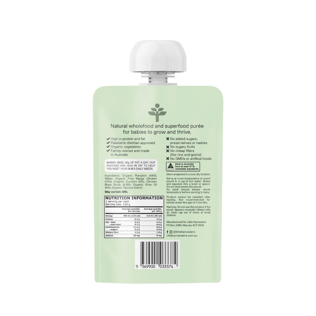 Puree Pouch - Organic Free-Range Chicken, Pumpkin, Zucchini & Bone Broth With Olive Oil