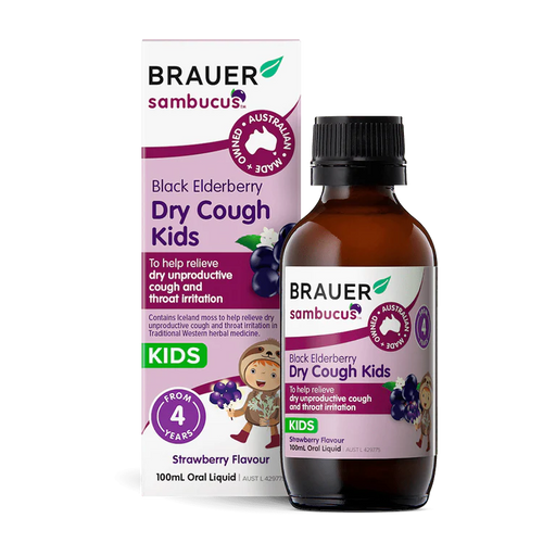 Kids Sambucus Dry Cough Liquid - Strawberry Flavour