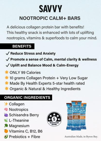 CALM+ Nootropics Collagen Protein Bar - Double Choc Brownie