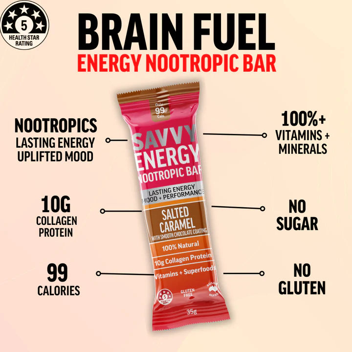 ENERGY+ Nootropics Collagen Protein Bar - Salted Caramel