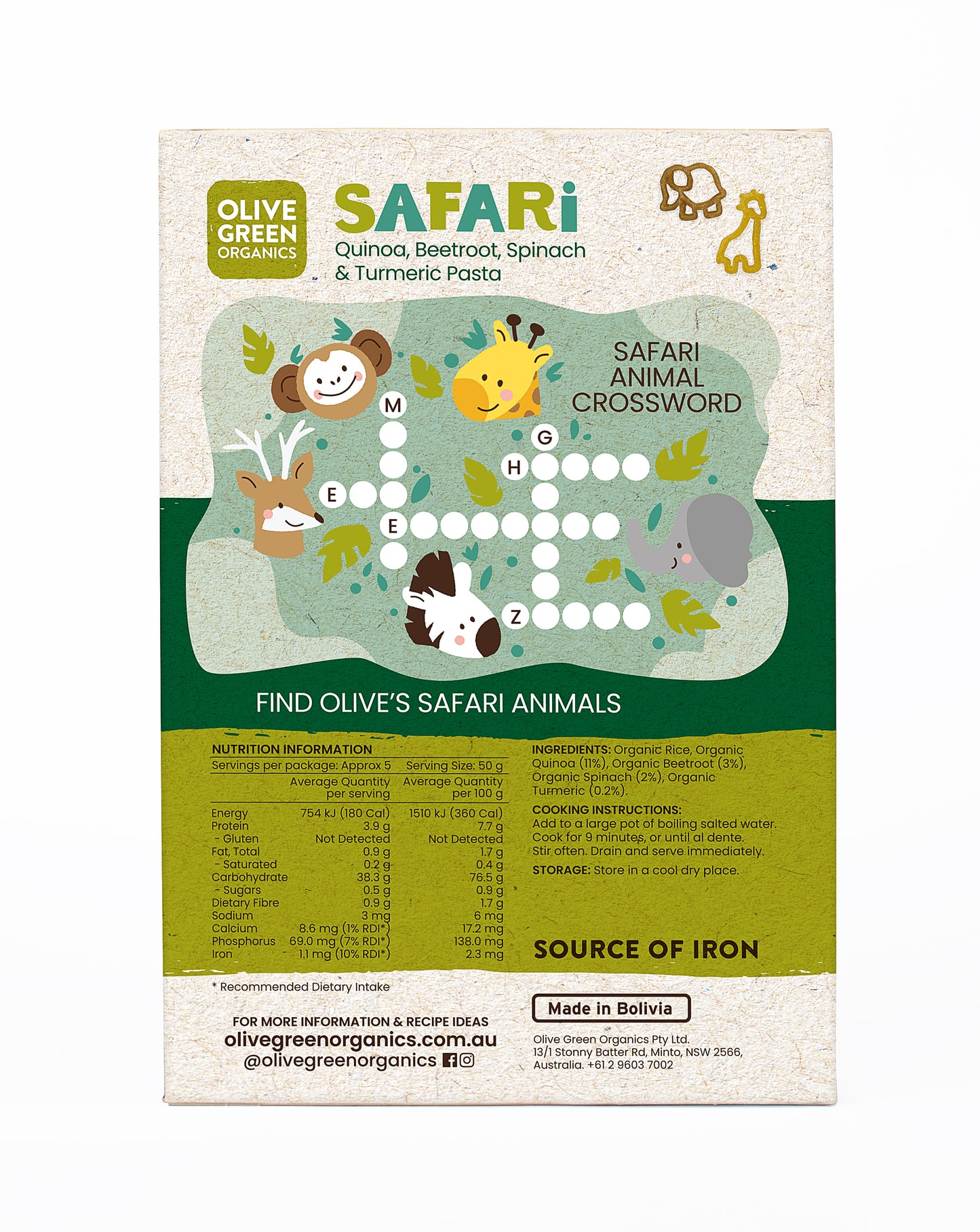 Safari Zoo Shapes - Quinoa, Beetroot, Spinach & Turmeric Pasta