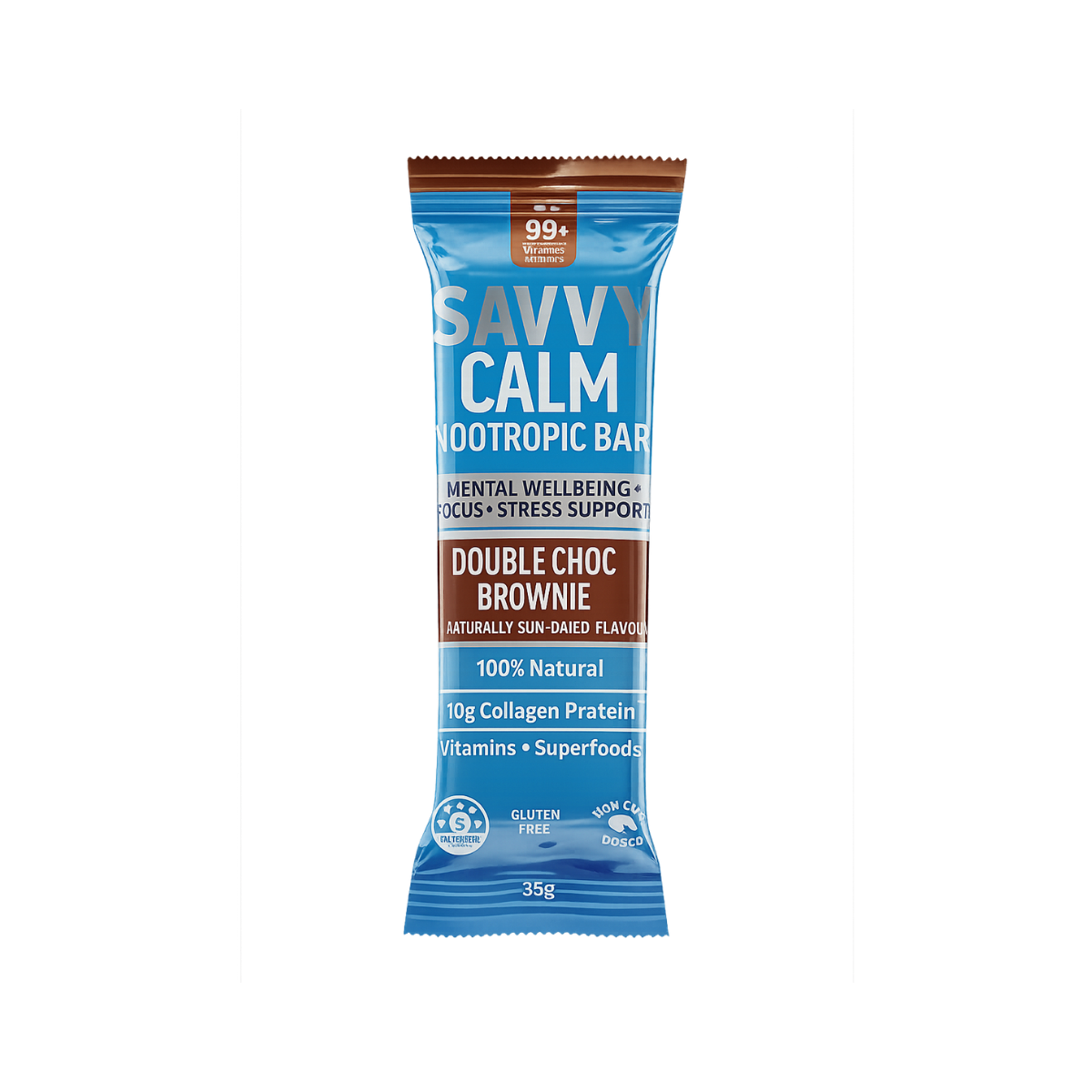 CALM+ Nootropics Collagen Protein Bar - Double Choc Brownie