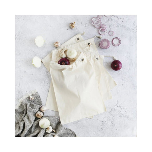 Organic Cotton Muslin Produce Bags - 4 Pack Large