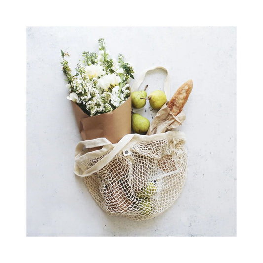 Organic Cotton Net Tote Bage - Long Handle