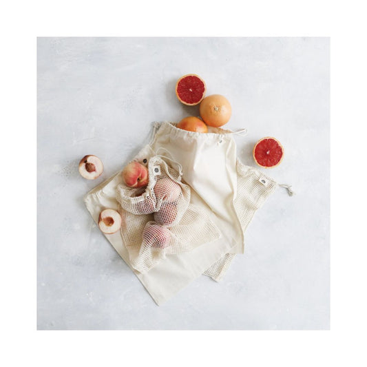 Organic Cotton Bag Mixed Set - 2 Muslin Bags + 2 Net Bags