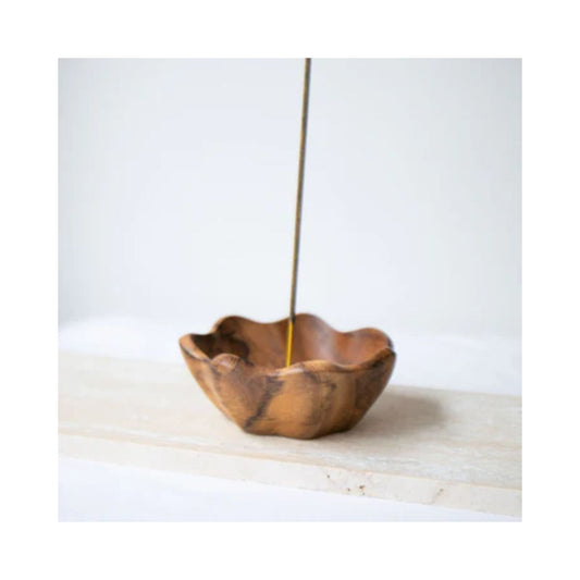 Flower Bowl Teak Wood Incense Holder