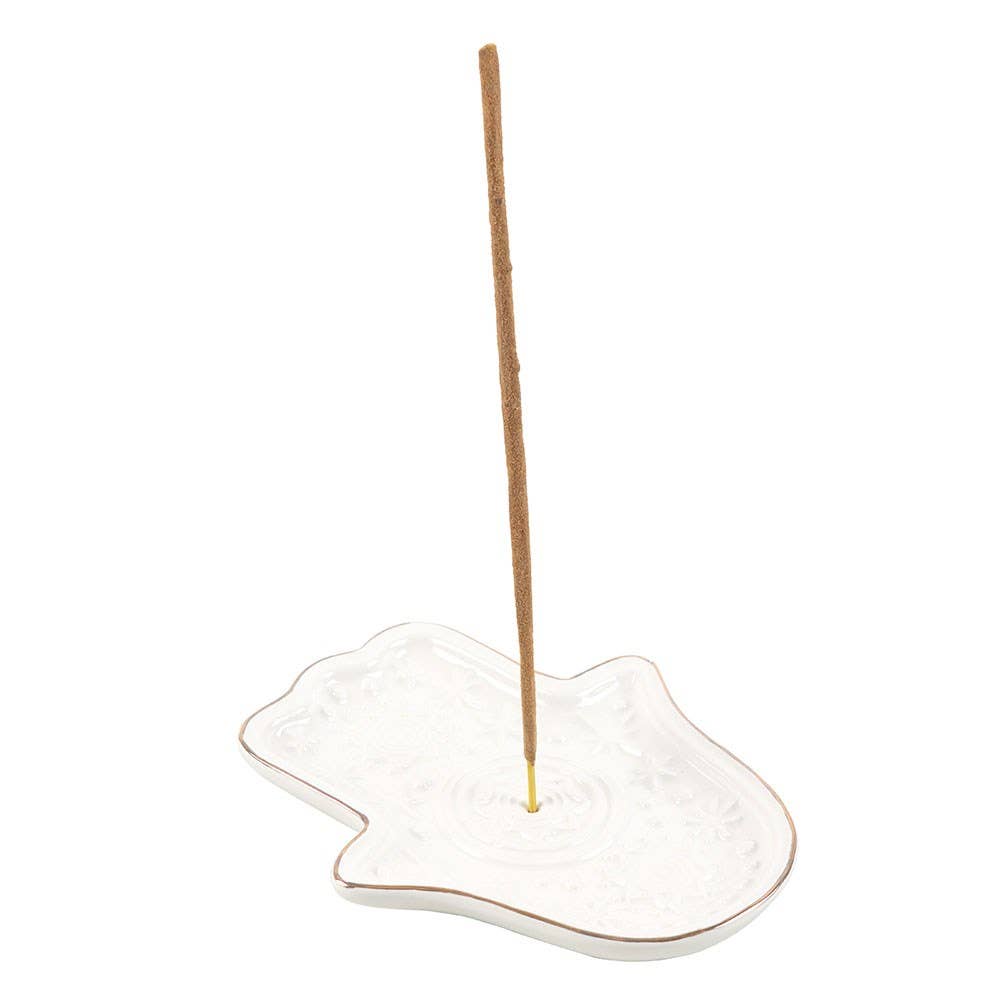 White Hand of Hamsa Incense Holder and Trinket Dish