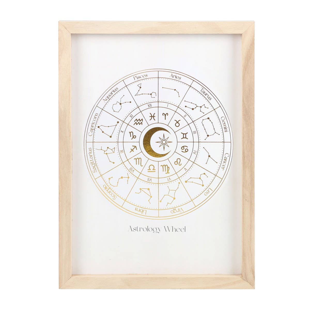 Astrology Wheel Off White Wooden Framed Wall Print