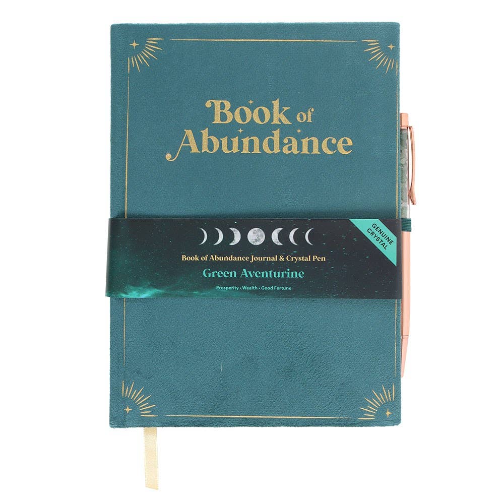 Book Of Abundance Journal with Green Aventurine Crystal Pen