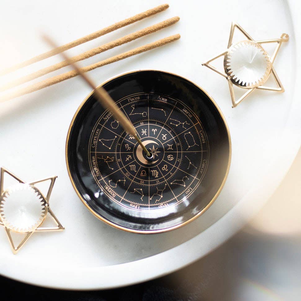 Astrology Wheel Ceramic Incense Dish