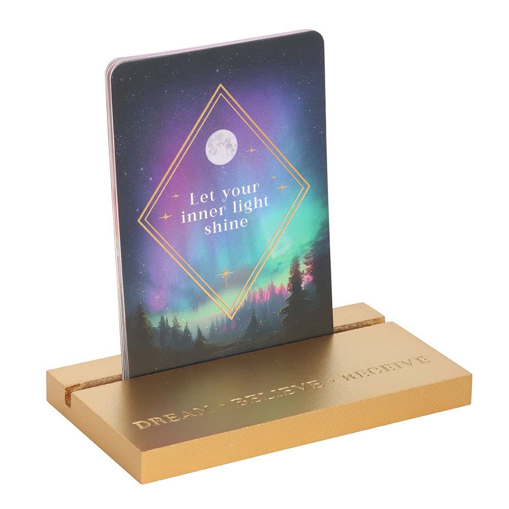 Set Of 10 Ethereal Affirmation Cards With Wooden Stand