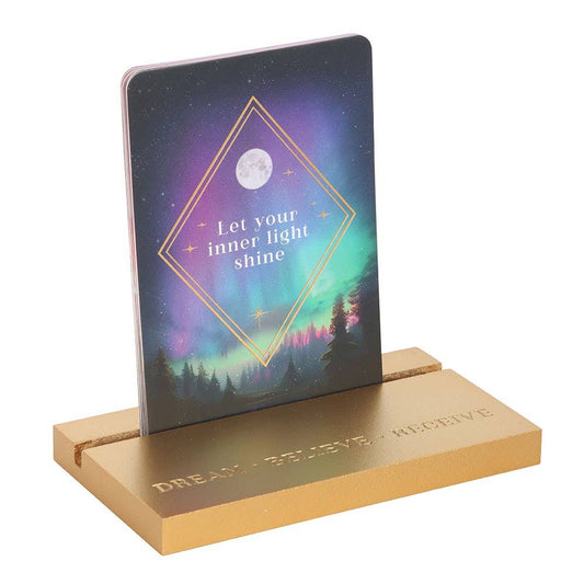Set Of 10 Ethereal Affirmation Cards With Wooden Stand
