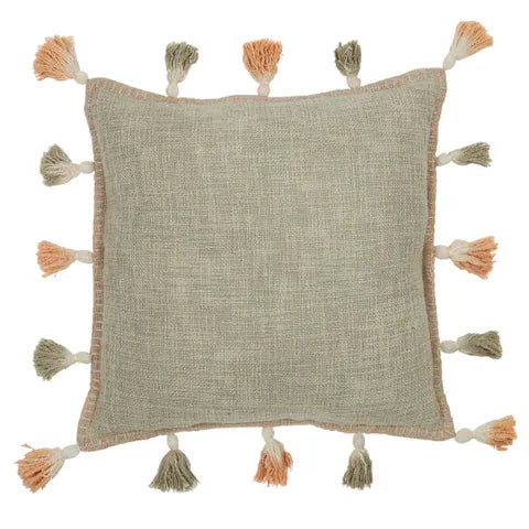 KENDRIX COTTON CUSHION 50X50CM NUDE & GREEN