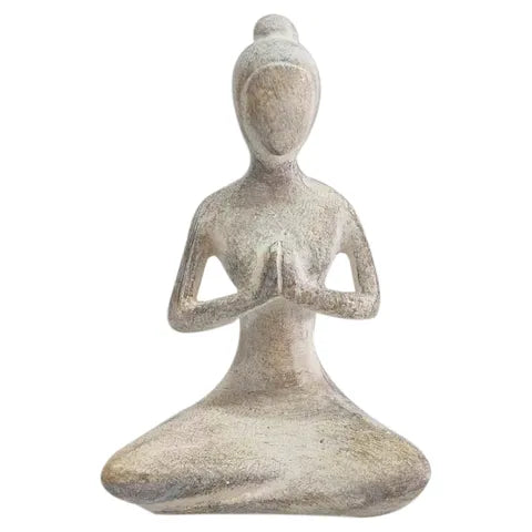 YOGI LADY RESIN SCULPTURE 10X15CM- WHITE