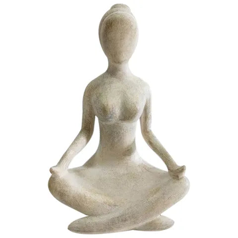 YOGI LADY RESIN SCULPTURE 12X21CM- WHITE