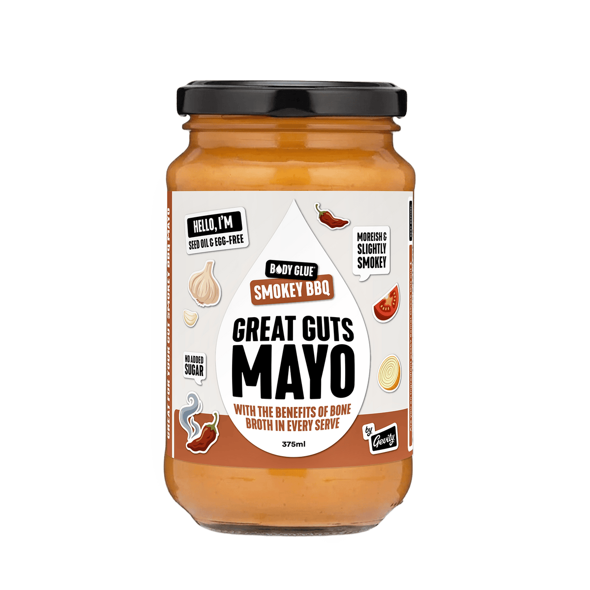 Gevity Great Guts Mayo Smokey BBQ 375ml new packaging front view