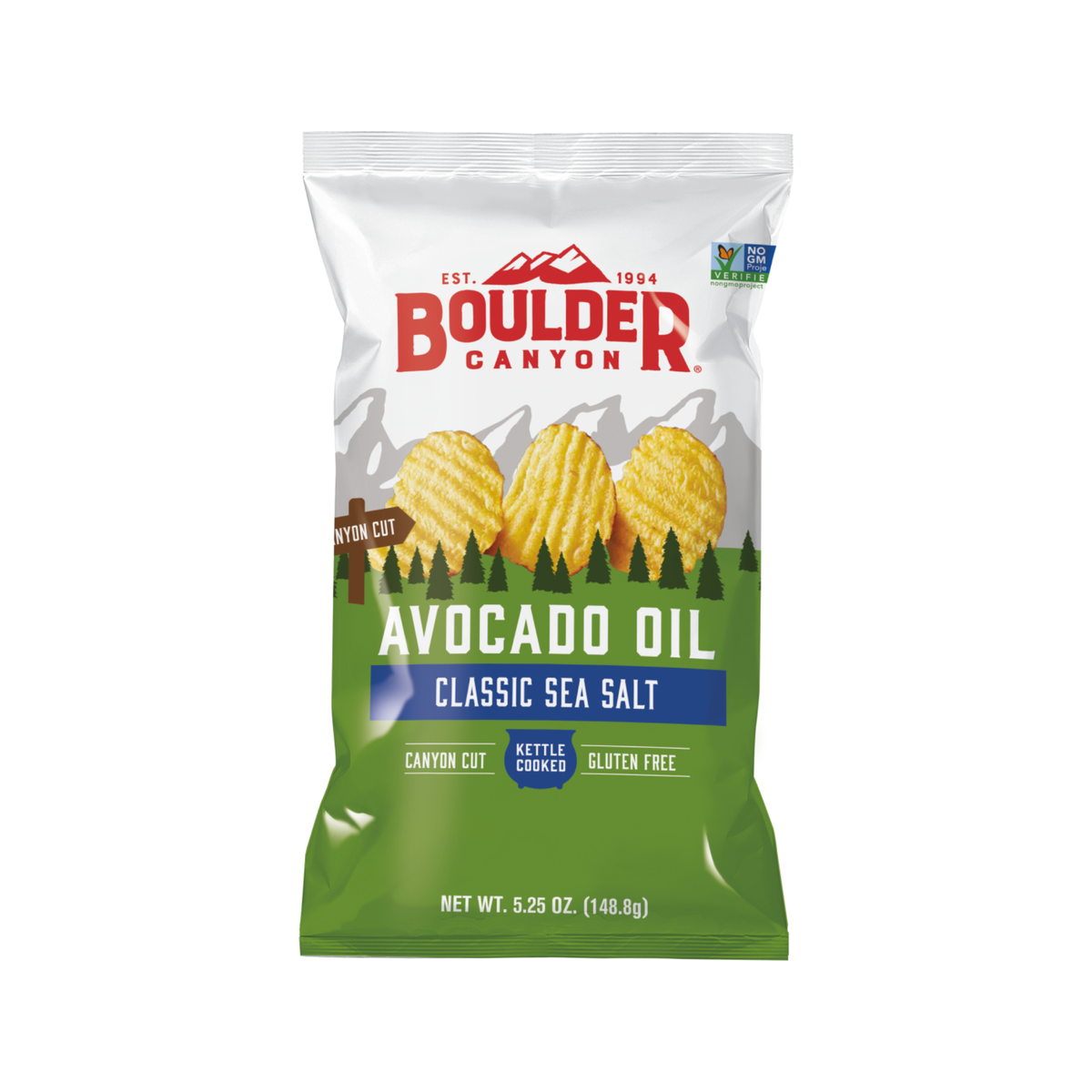 Boulder Canyon Kettle Style Potato Chips - Avocado Oil - Classic Sea Salt, 148.8g, front of pack