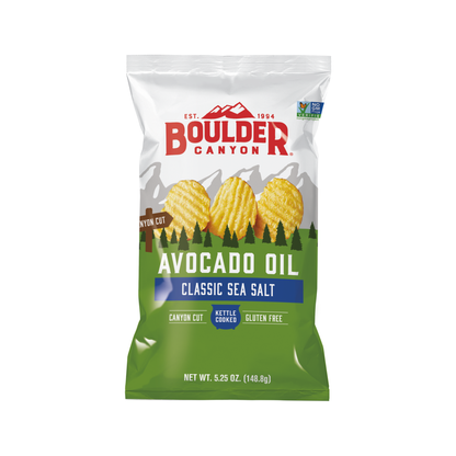 Boulder Canyon Kettle Style Potato Chips - Avocado Oil - Classic Sea Salt, 148.8g, front of pack