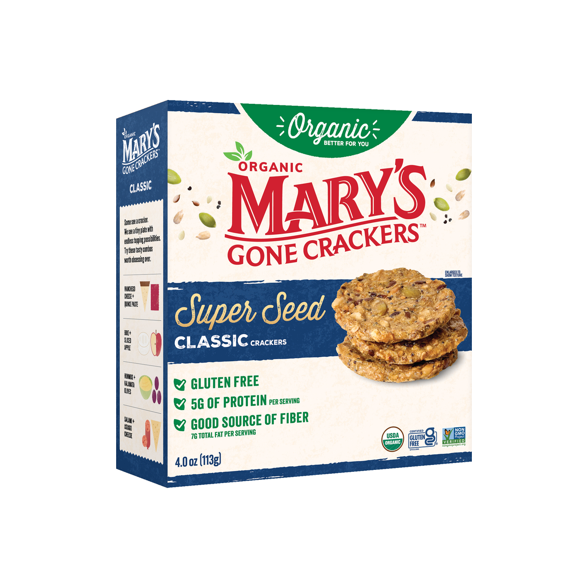 Mary's Gone Crackers Organic Super Seed Crackers - Classic, 113g, front of pack