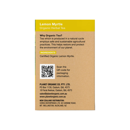 Lemon Myrtle tea ingredient panel showing certified organic lemon myrtle