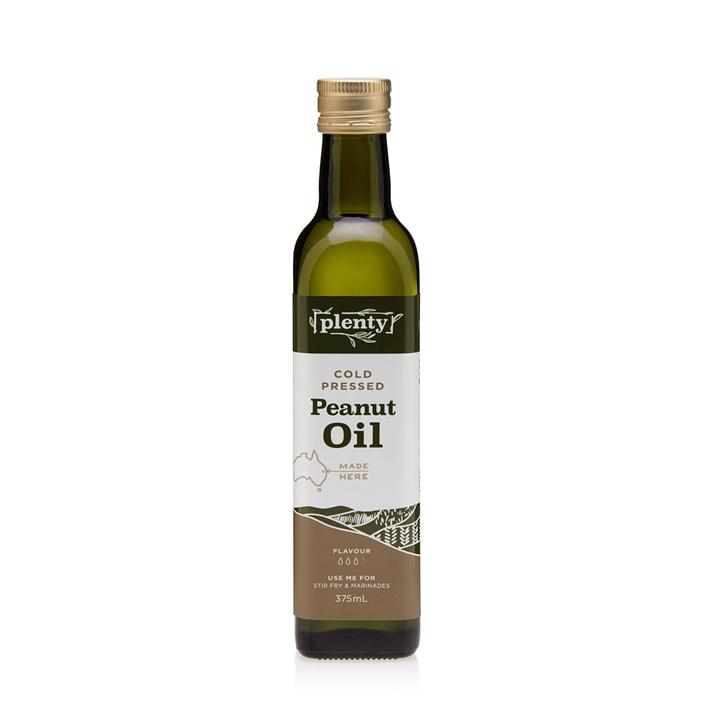 Plenty Cold Pressed Peanut Oil 375ml bottle, front view