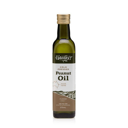 Plenty Cold Pressed Peanut Oil 375ml bottle, front view