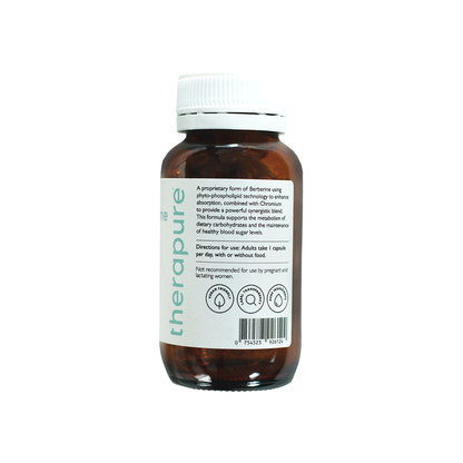 Therapure My Berberine Plus 60 capsules, directions, warnings and barcode label
