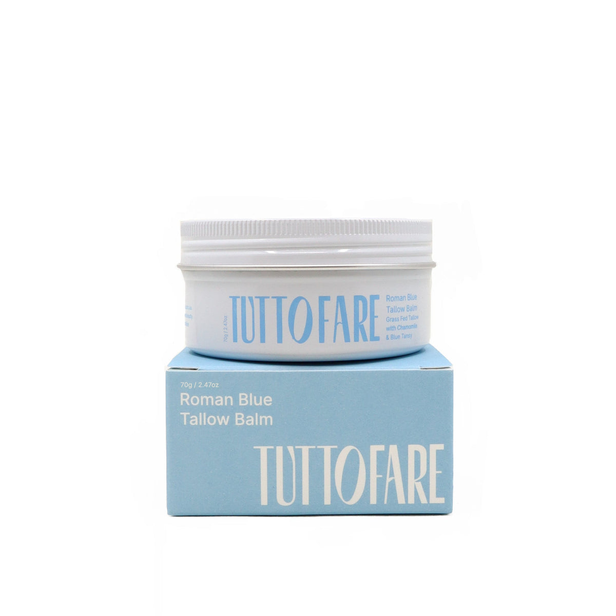 Tuttofare Roman Blue Tallow Balm 70g jar and pale blue box on white background