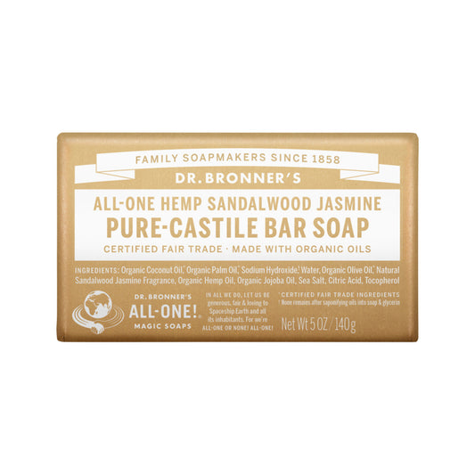 Pure-Castile Bar Soap (Hemp All-One) Sandalwood Jasmine 140g