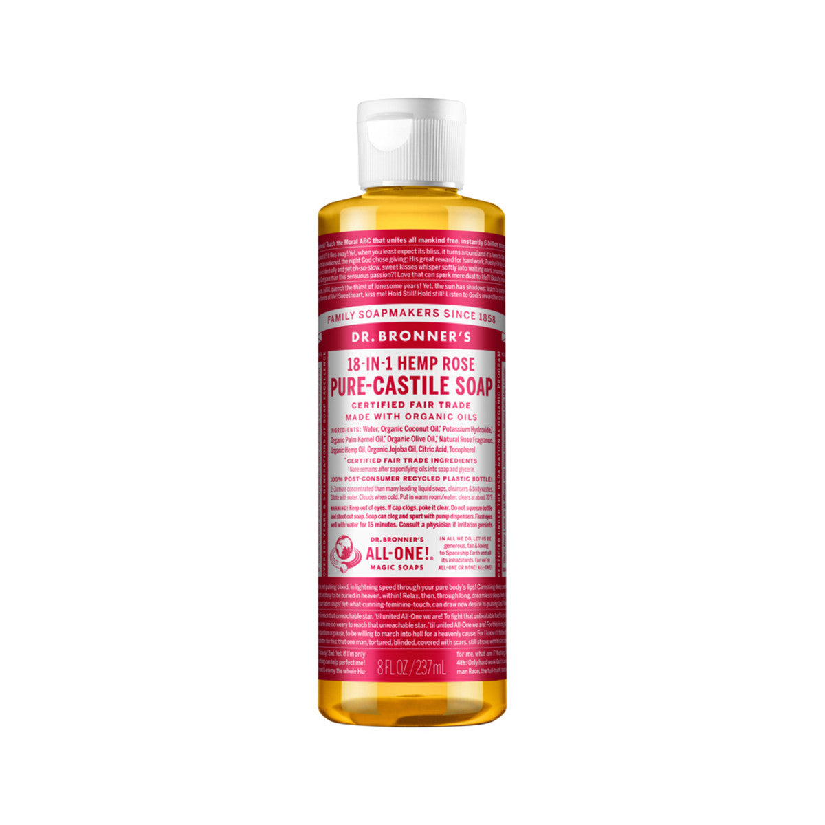 Pure-Castile Soap Liquid (Hemp 18-in-1) Rose