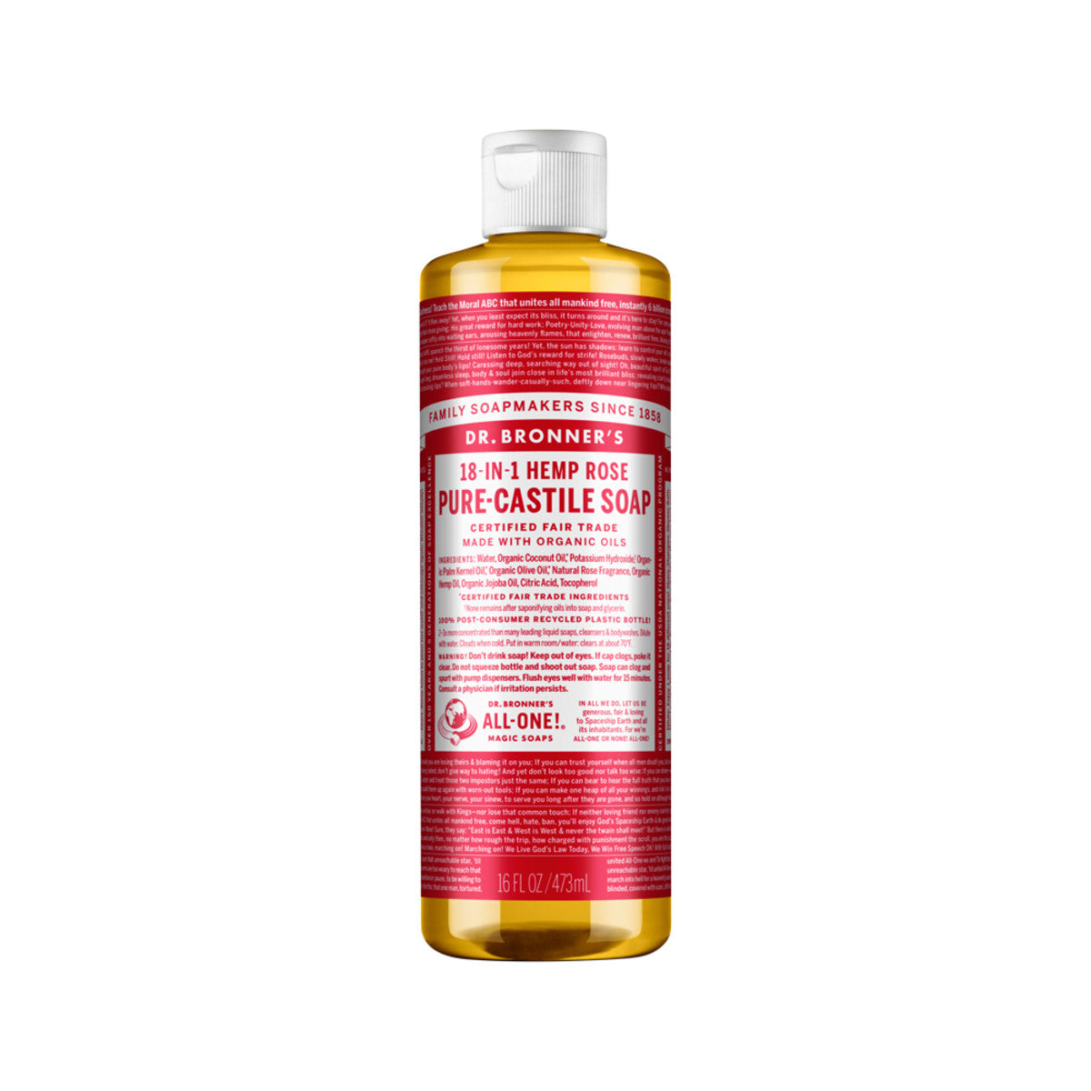 Pure-Castile Soap Liquid (Hemp 18-in-1) Rose